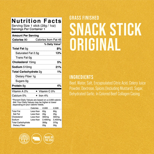 All-Natural Grass-Fed, Grass-Finished Beef Snack Sticks