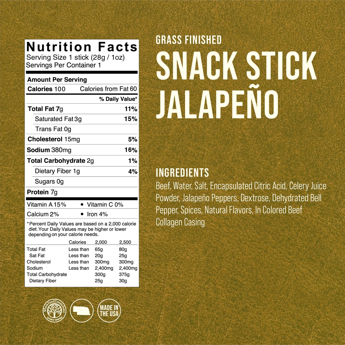 All-Natural Grass-Fed, Grass-Finished Beef Snack Sticks
